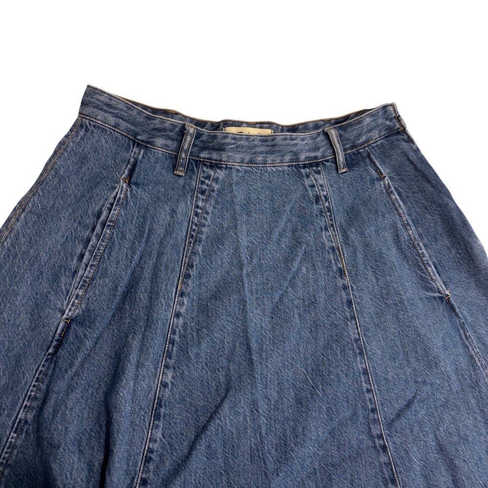 New Madewell Blue Jean Denim Midi Skirt Womens 30 Flare A-Line Boho Cotton Blend